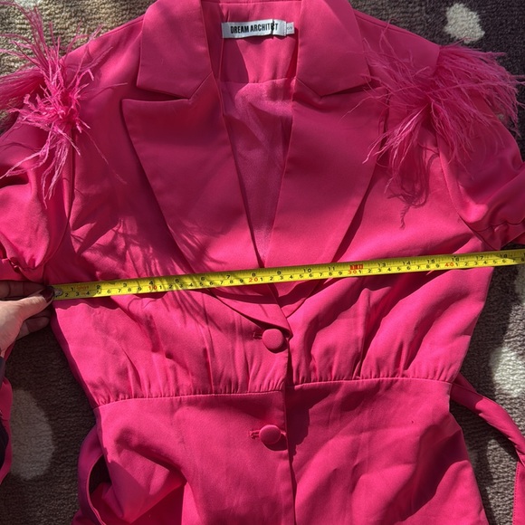 Pink Blazer Dress with Feathers - Picture 7 of 10
